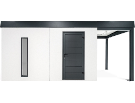 GARDEON® Zahradní domek s dveřmi Hörmann, světlíkem a přístřeškem